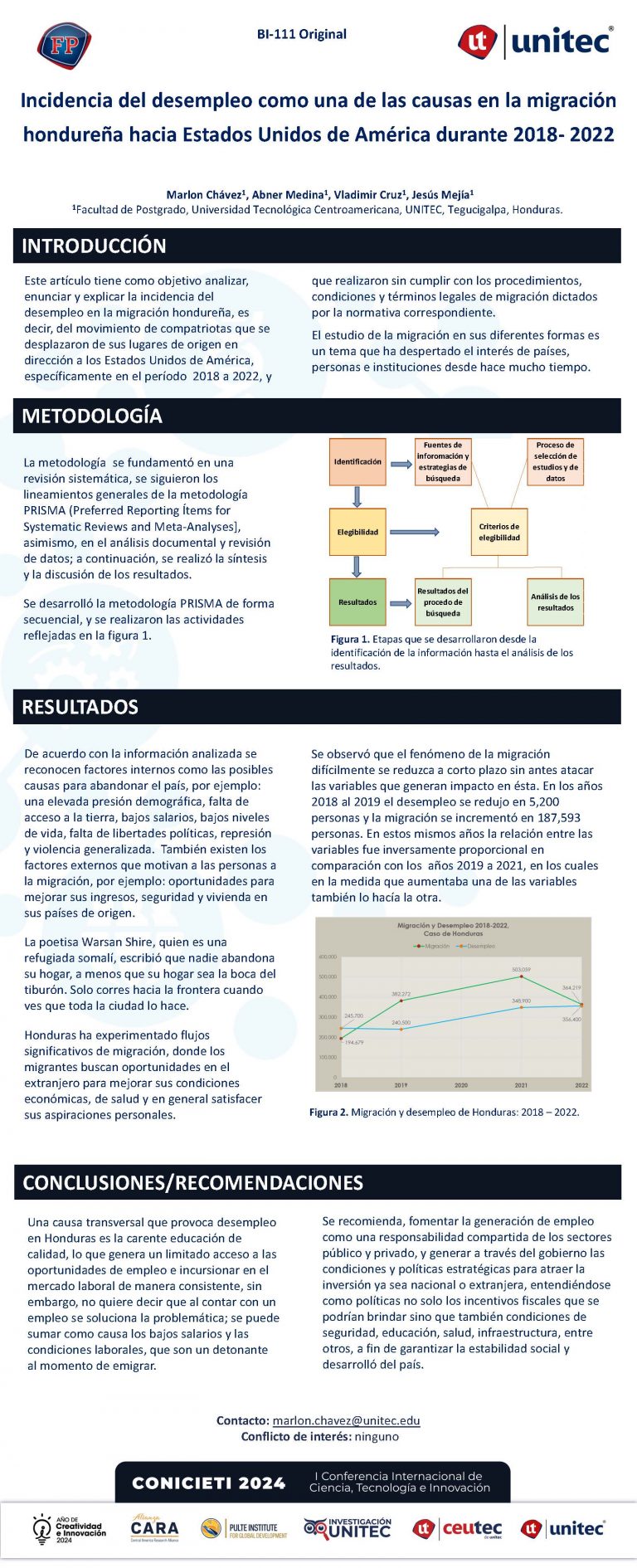 Incidencia del desempleo como una de las causas en la migración hondureña hacia Estados Unidos de América durante 2018- 2022