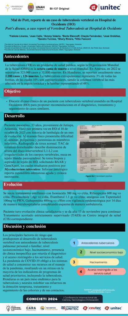 Mal de Pott, reporte de un caso de tuberculosis vertebral en Hospital de Occidente (HO)