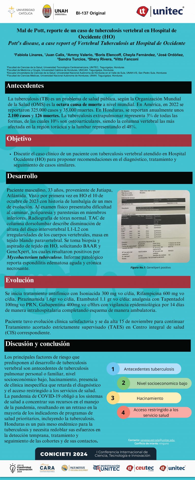 Mal de Pott, reporte de un caso de tuberculosis vertebral en Hospital de Occidente (HO)