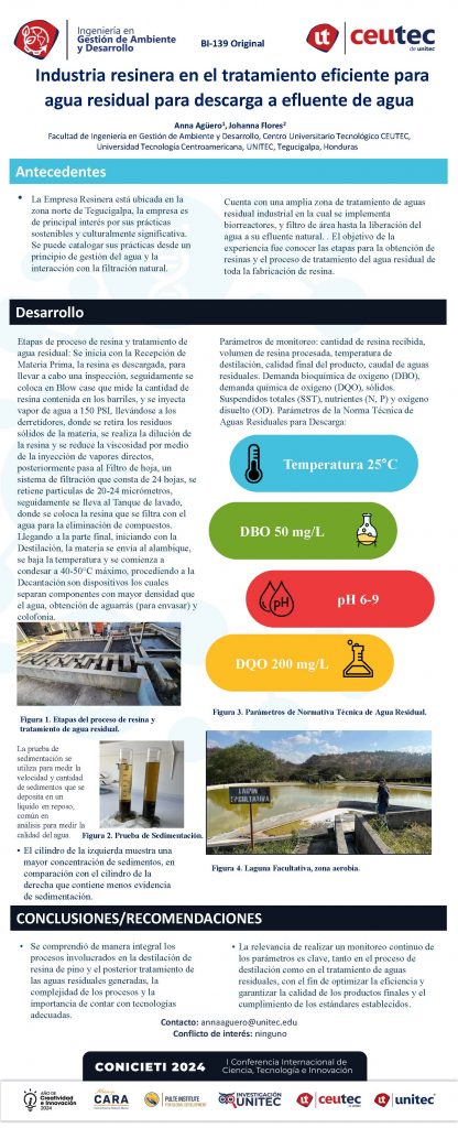 Industria resinera en el tratamiento eficiente para agua residual para descarga a efluente de agua