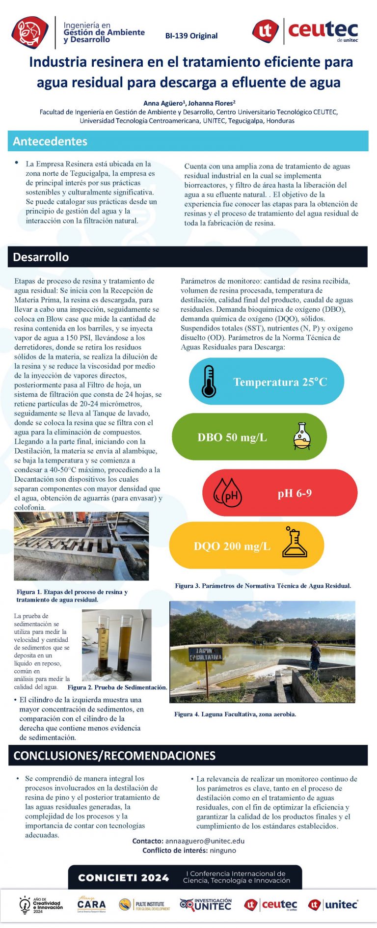 Industria resinera en el tratamiento eficiente para agua residual para descarga a efluente de agua