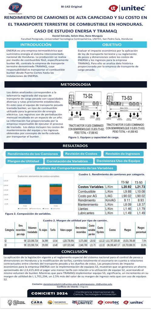 Rendimiento de camiones de alta capacidad y su costo en El transporte terrestre de combustible en honduras