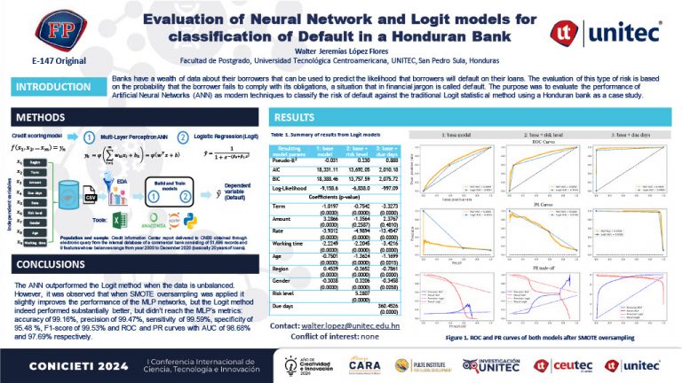 Evaluation of Neural Network and Logit models for classification of Default in a Honduran Bank