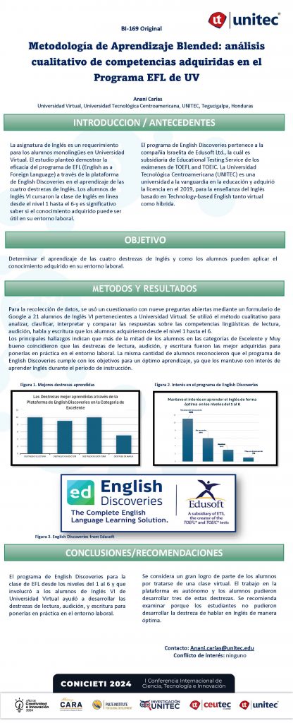 Metodología de Aprendizaje Blended: análisis cualitativo de competencias adquiridas en el Programa EFL de UV