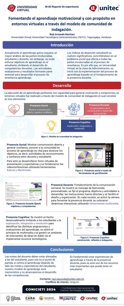 Fomentando el aprendizaje motivacional y con propósito en entornos virtuales a través del modelo de comunidad de indagación