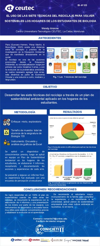 EL USO DE LAS SIETE TÉCNICAS DEL RECICLAJE PARA VOLVER SOSTENIBLES LOS HOGARES DE LOS ESTUDIANTES DE BIOLOGIA