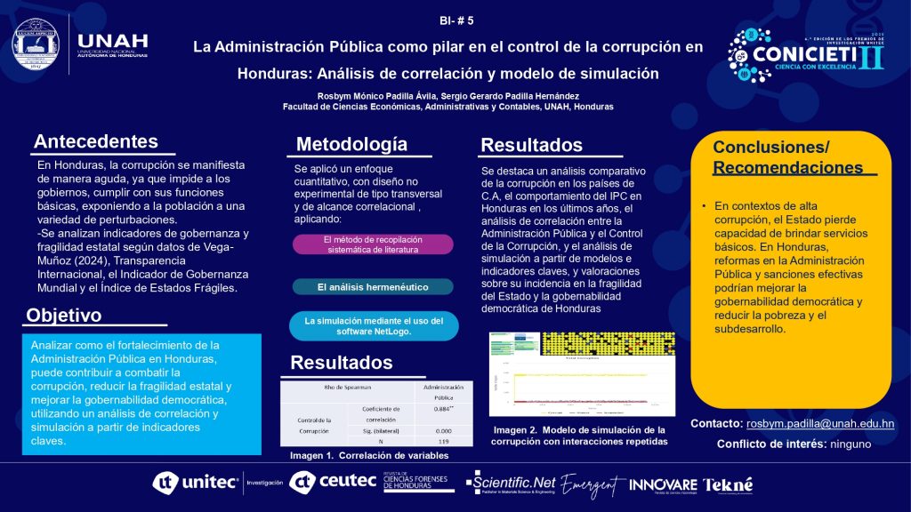La Administración Pública como pilar en el control de la corrupción en Honduras: Análisis de correlación y modelo de simulación