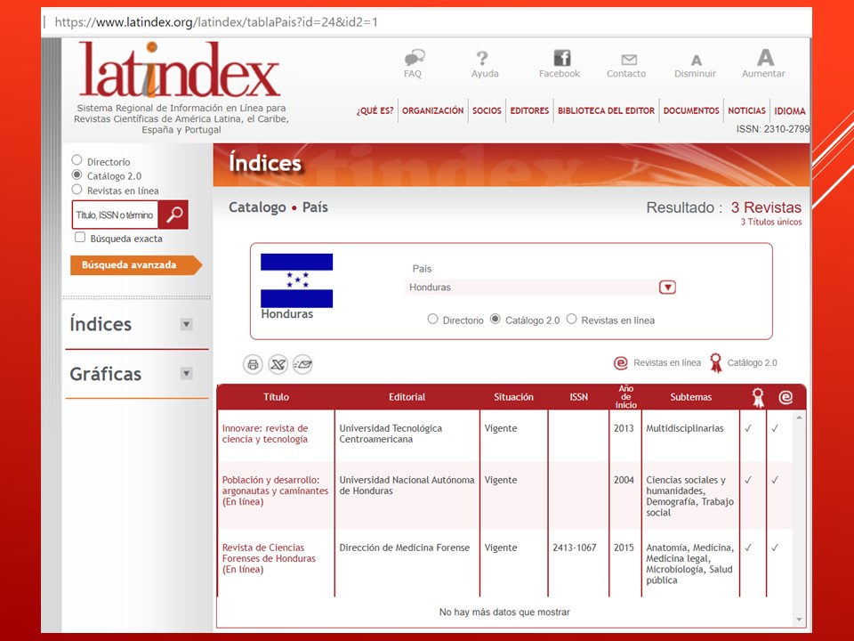 Honduras logra la indizaci&oacute;n de las tres primeras revistas en la base internacional LATINDEX